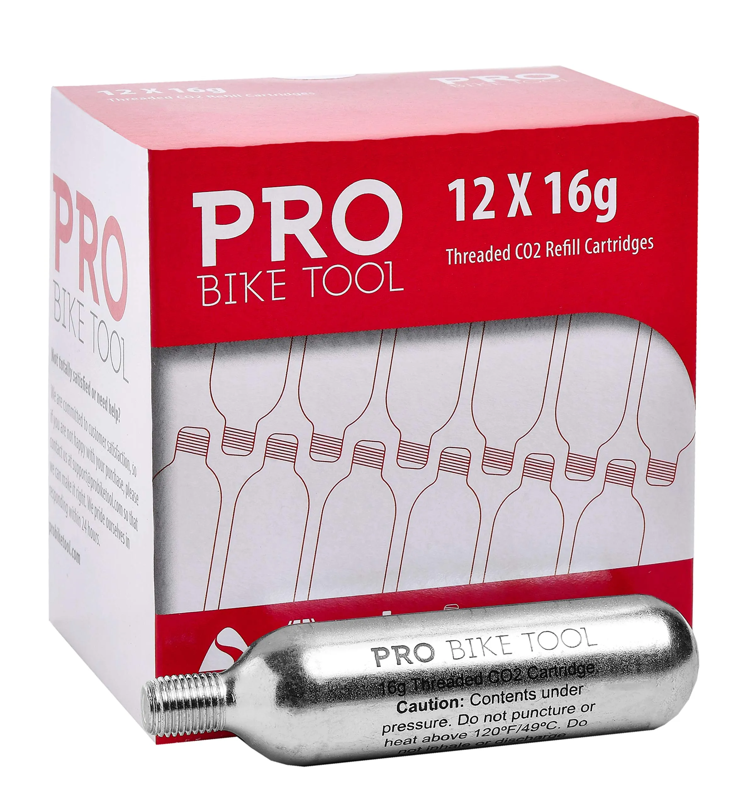 16g Threaded Co2 Cartridges - 30 Pack For All Co2 Bike Tire Inflators