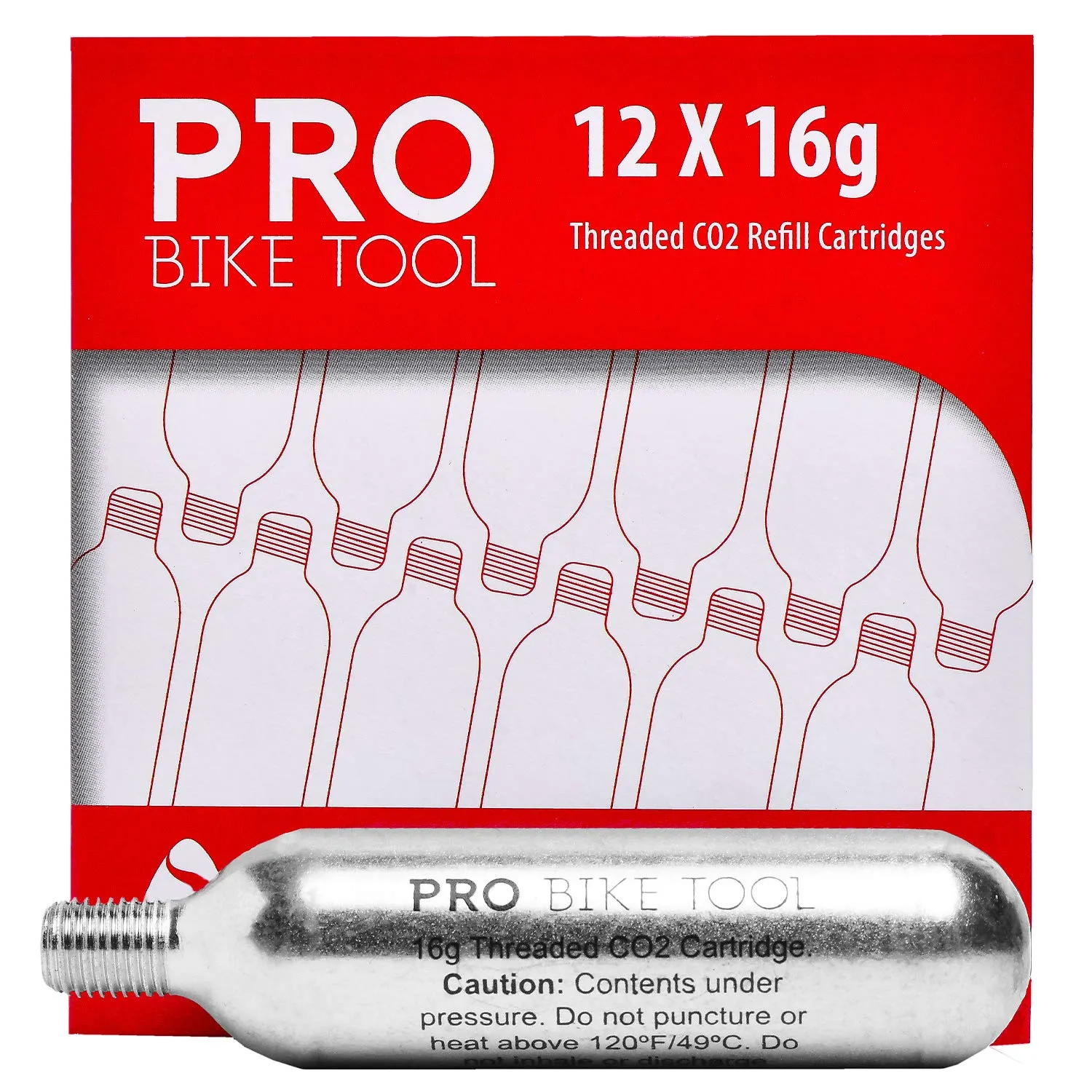 16g Threaded Co2 Cartridges - 30 Pack For All Co2 Bike Tire Inflators