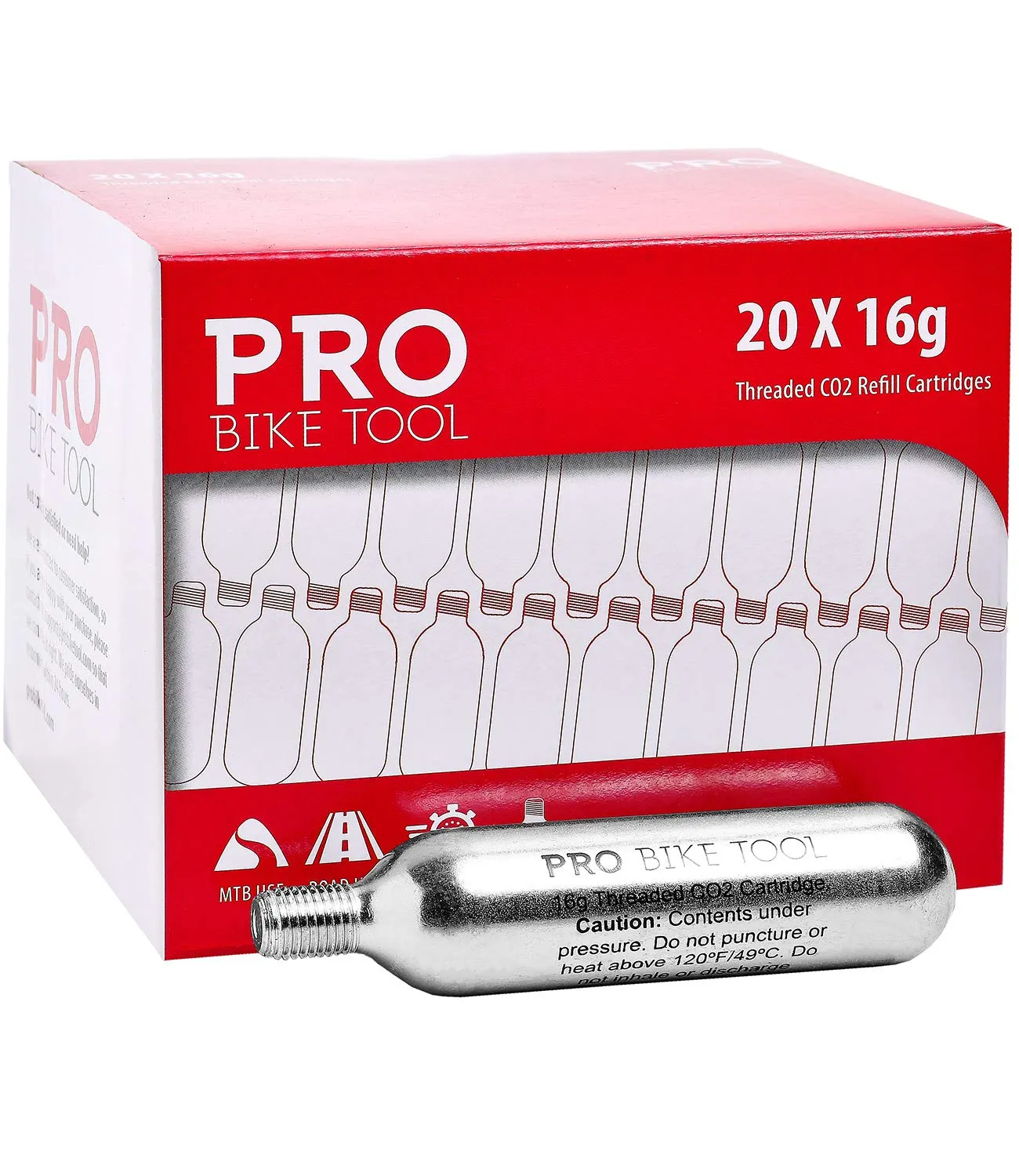 16g Threaded Co2 Cartridges - For All Co2 Bike Tire Inflators With Threaded