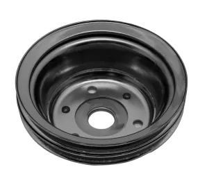 1969-85 CHEVY SMALL BLOCK BLACK CHROME STEEL CRANKSHAFT PULLEY - LONG (2 GROOVE)