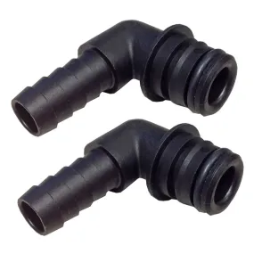 3/4 Quad Port 90 Deg Elbow x 1/2" Hose Barb Fittings (Pair)