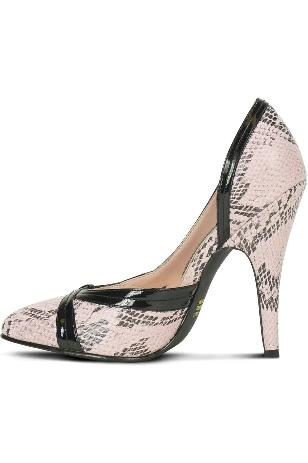 5004-Sexy Leaf Trim Pump | Pink Snake Print