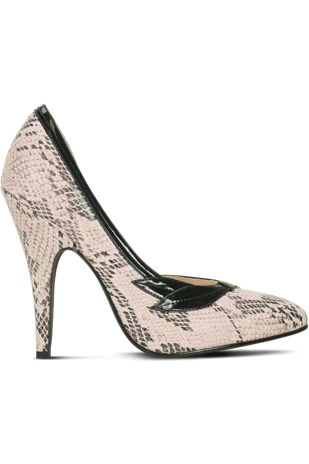 5004-Sexy Leaf Trim Pump | Pink Snake Print