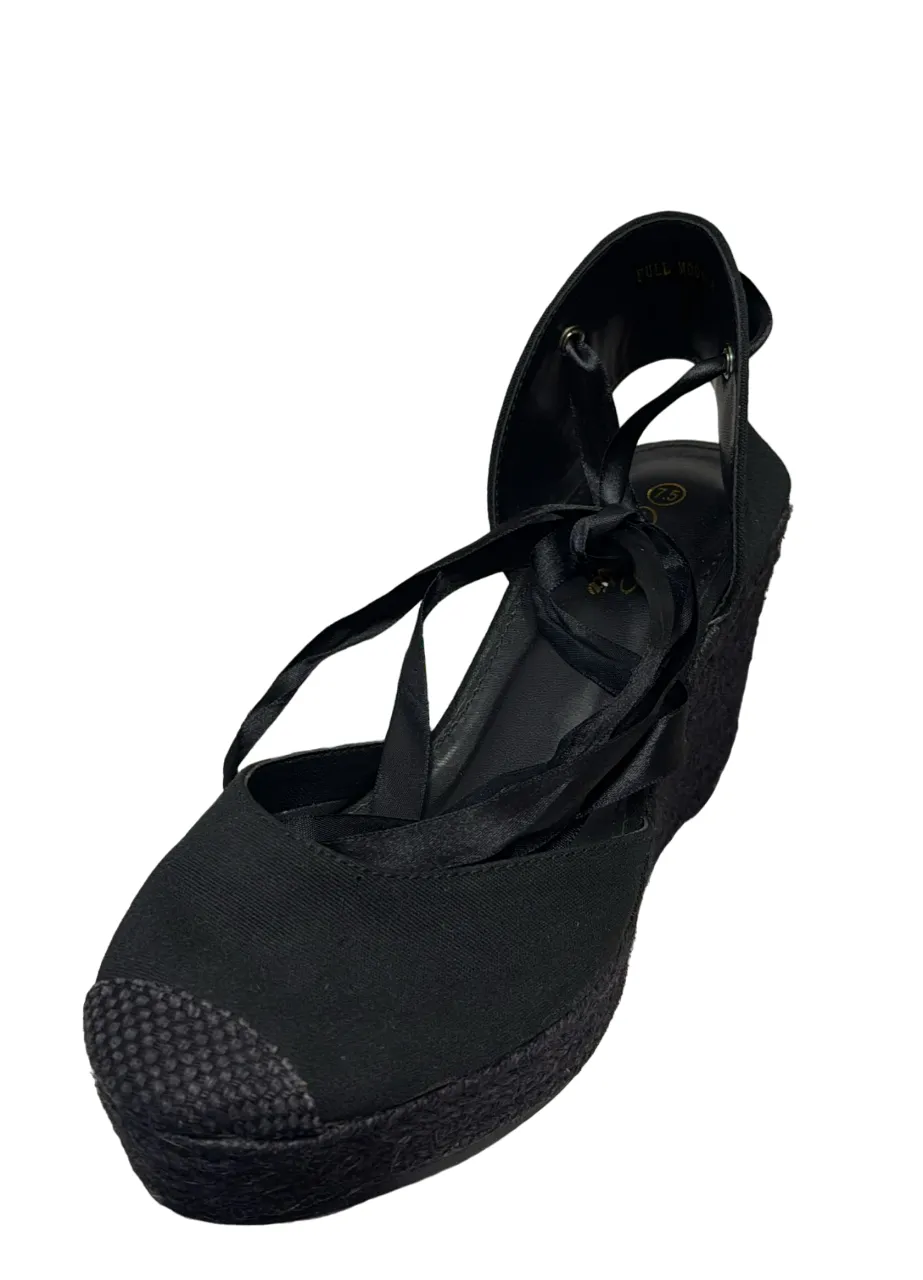 Acata Women's Black Wedge Sandals Shoe