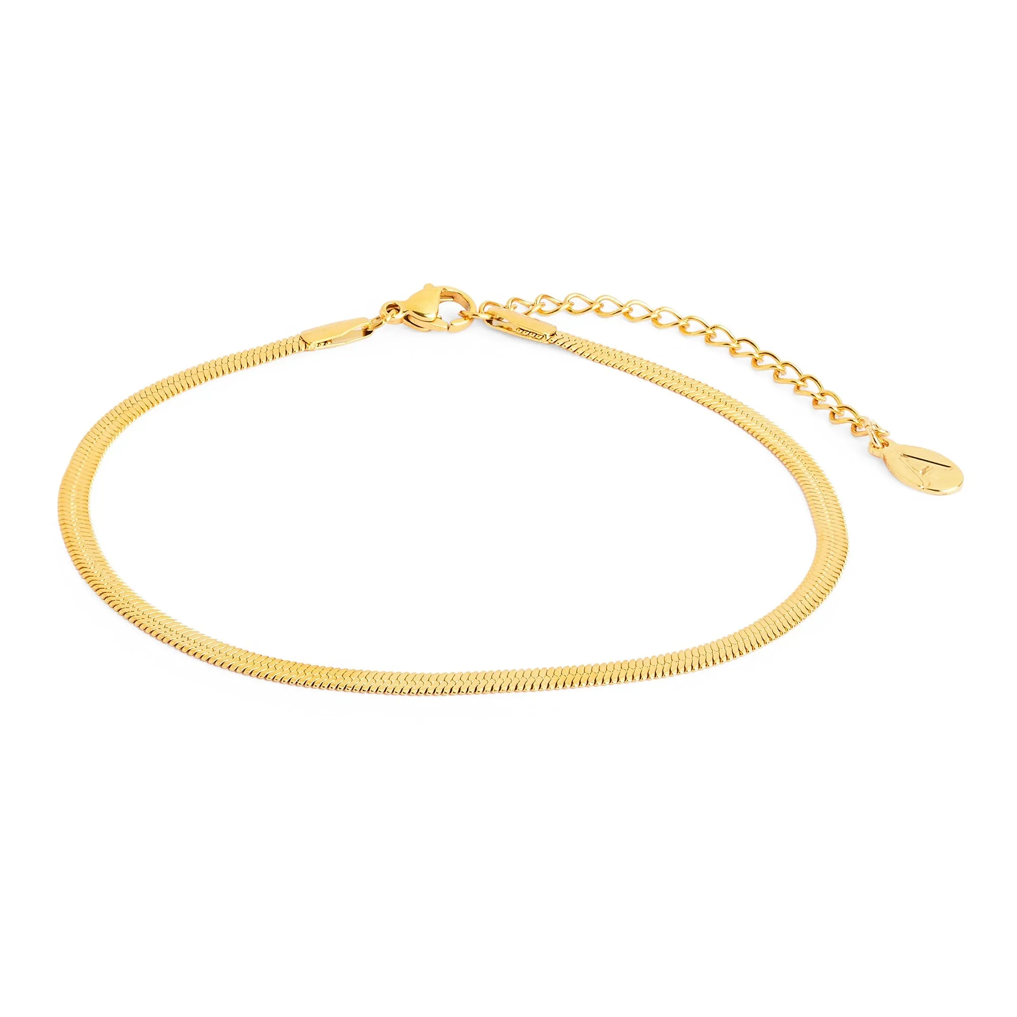 Accessorize London Women's Gold  Stainless Steel Snake Chain Anklet