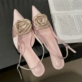 Advbridge  Fashion Thin High Heels Buckle Strap Women Pumps Sexy Flower Pointed Toe Mules Shoes Elegant Banquet  Prom Sandals