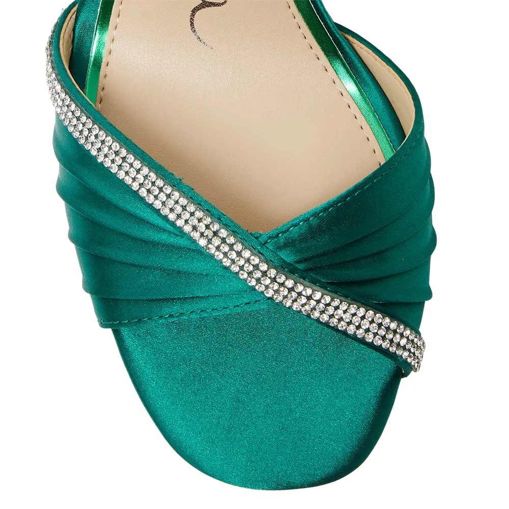 Agnes Heel in Spruce Crystal Satin Satin