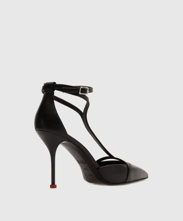 ALEXANDER MCQUEEN Elegant Blush Black Calf Leather Pumps