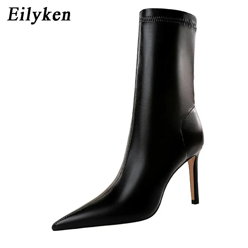 Amozae- 2024 Spring High Quality Soft PU Leather Boots Women Pointed Toe Pumps Heels Fashion Ladies Party Shoes Size 34-40