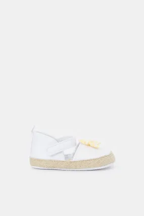 Babies White Bow Pram Shoe