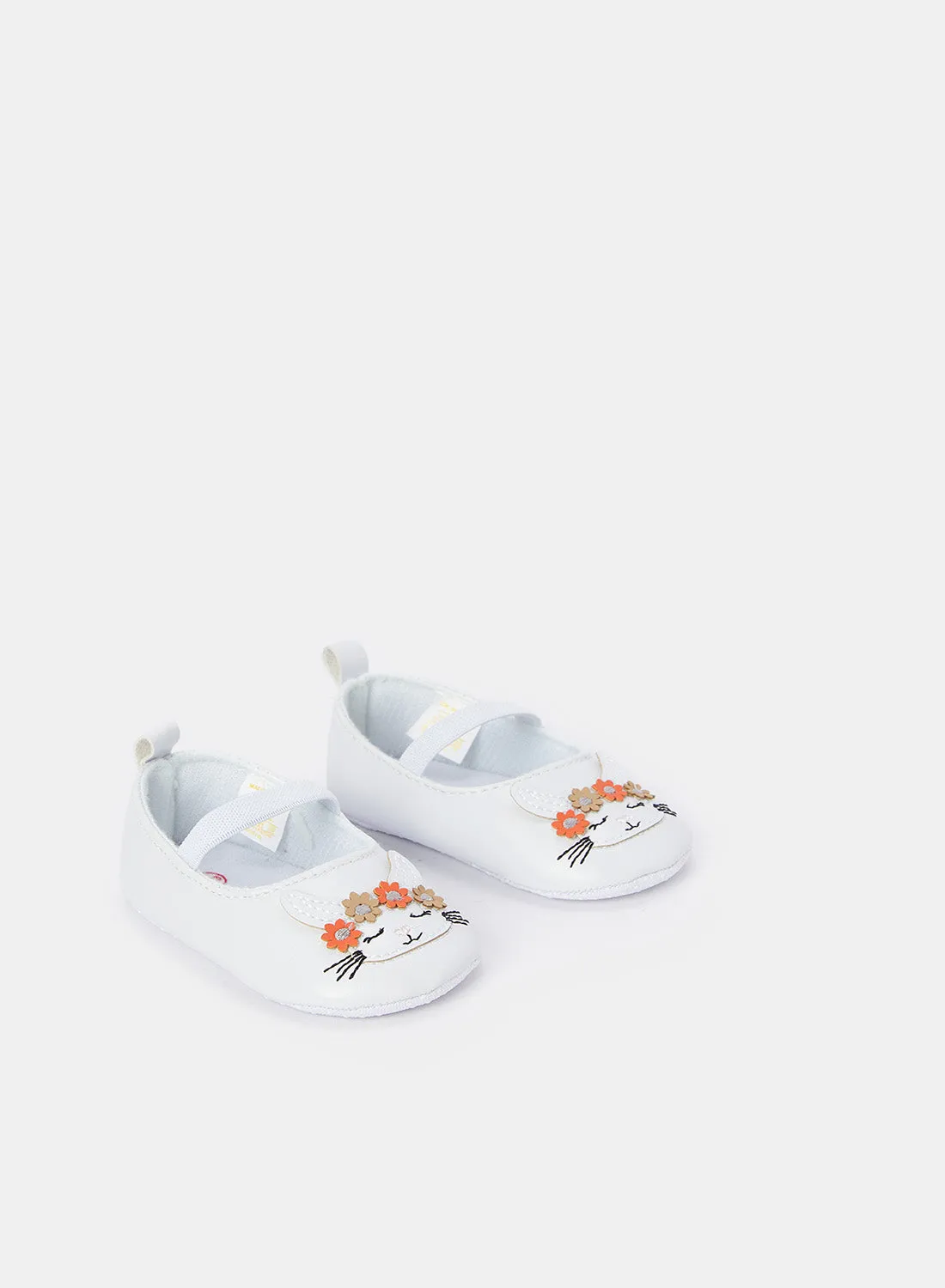 Babies White Embellished Pram Shoe