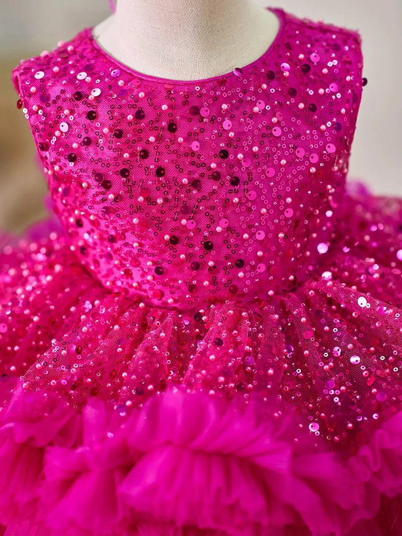 Baby sequin princess dress 1-12 years old girls light luxury birthday catwalk evening dress