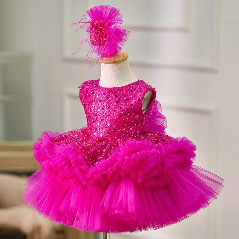 Baby sequin princess dress 1-12 years old girls light luxury birthday catwalk evening dress