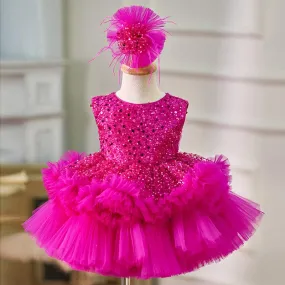 Baby sequin princess dress 1-12 years old girls light luxury birthday catwalk evening dress