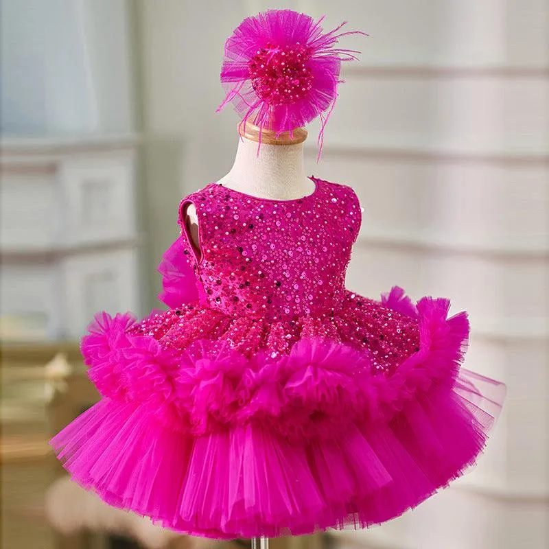 Baby sequin princess dress 1-12 years old girls light luxury birthday catwalk evening dress