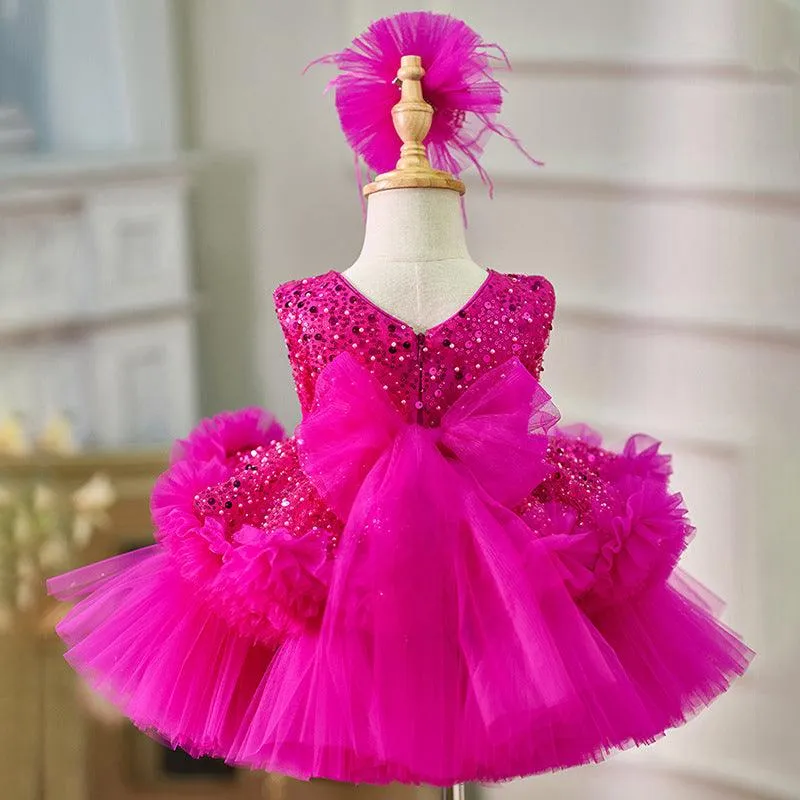 Baby sequin princess dress 1-12 years old girls light luxury birthday catwalk evening dress