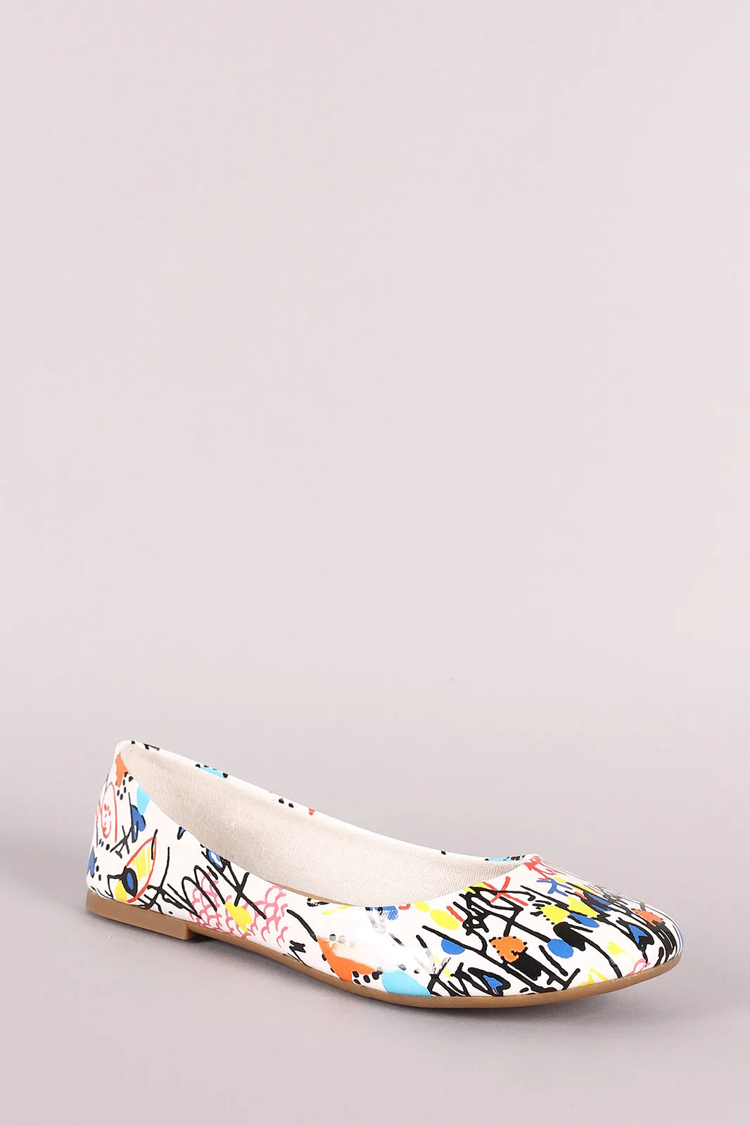 Bamboo Printed Round Toe Ballet Flat