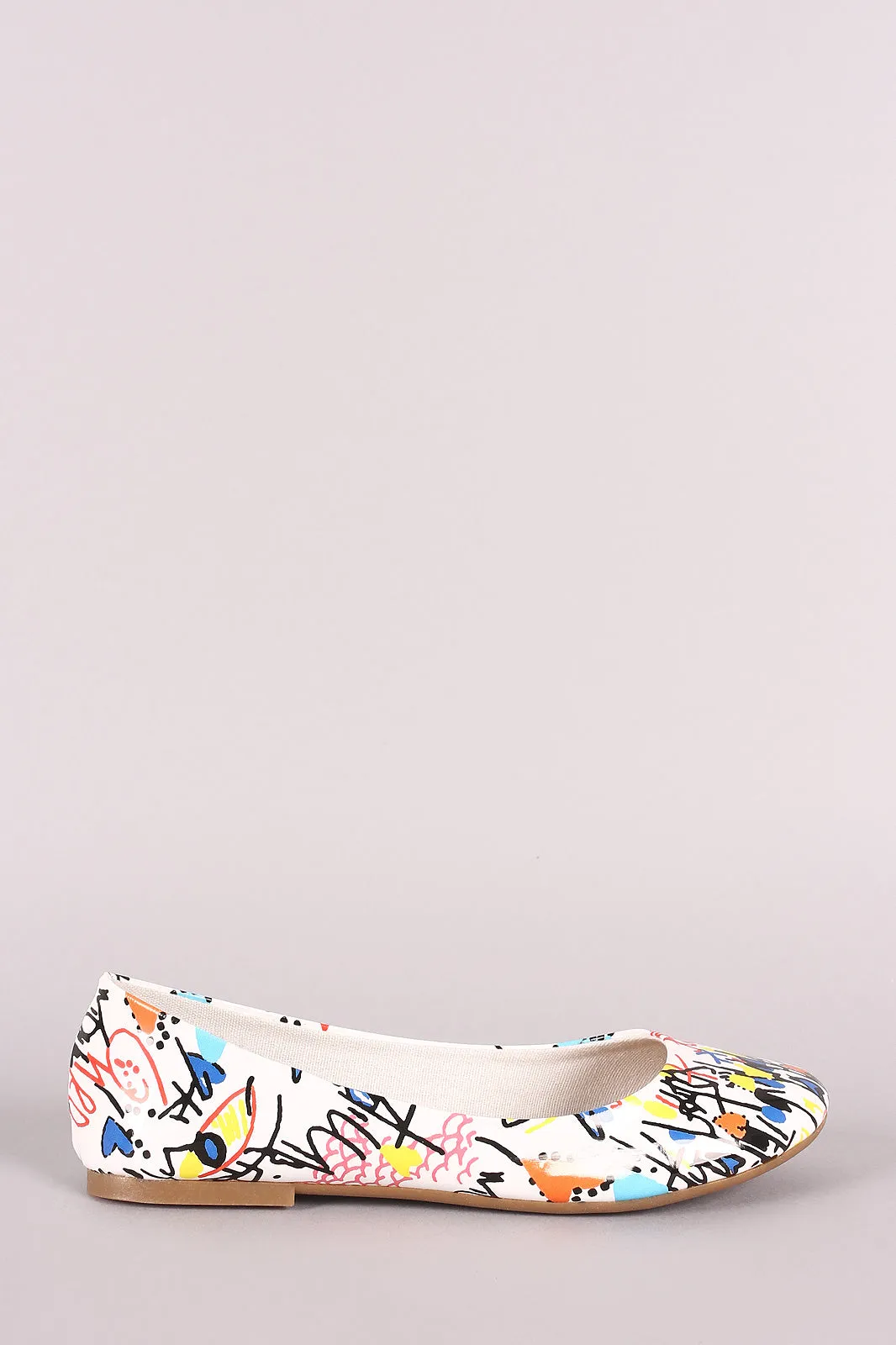 Bamboo Printed Round Toe Ballet Flat