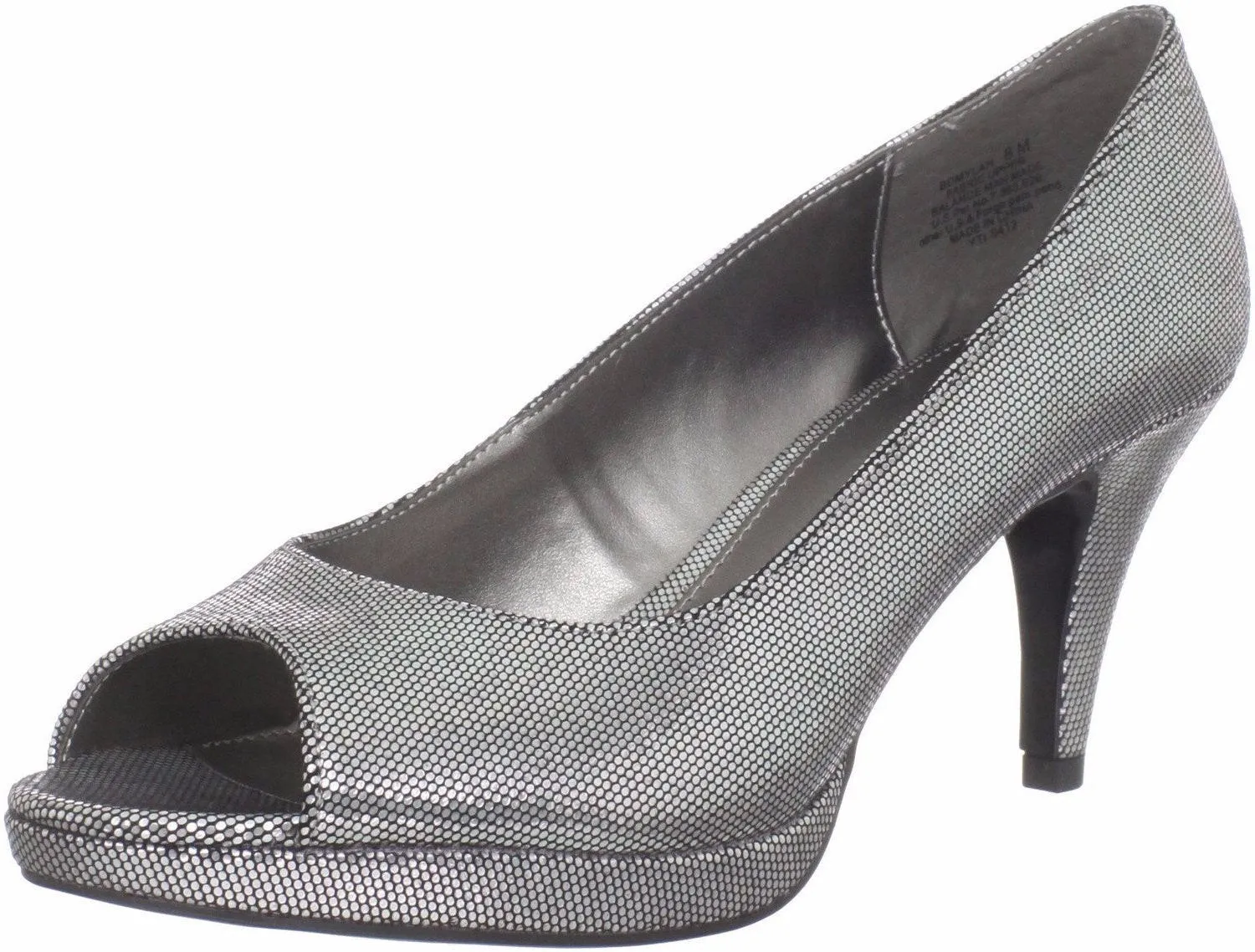 Bandolino Mylah Peep Toe Pump,Silver (Women)