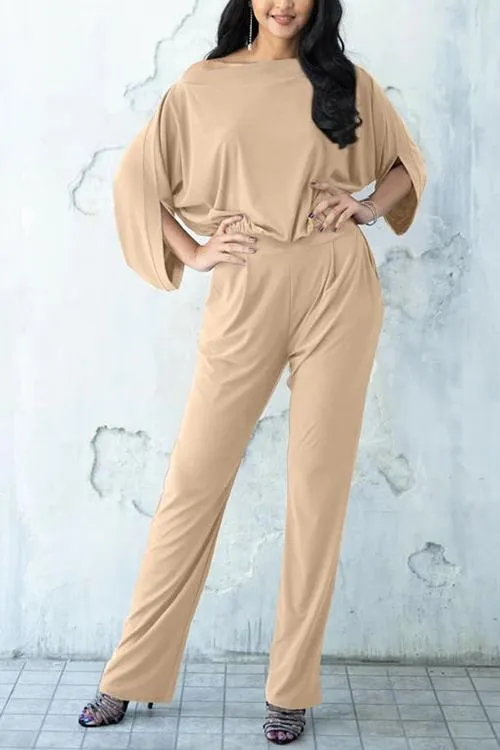 Batwing Sleeve Pockets Jumpsuits