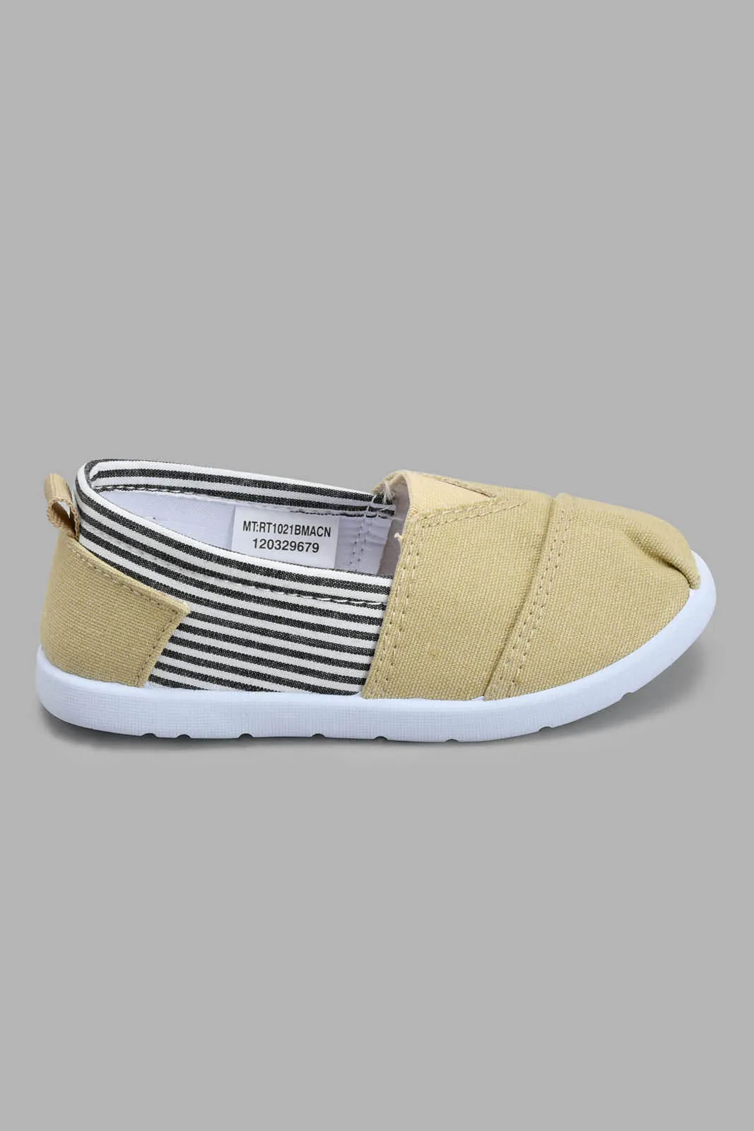 Beige Stripe Slip-On Pump