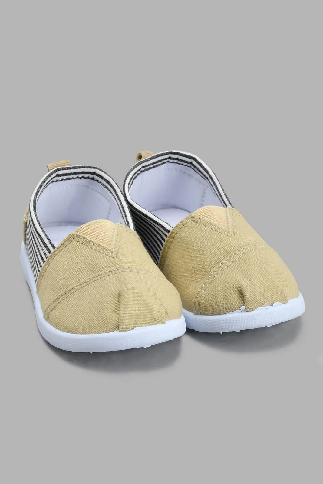 Beige Stripe Slip-On Pump