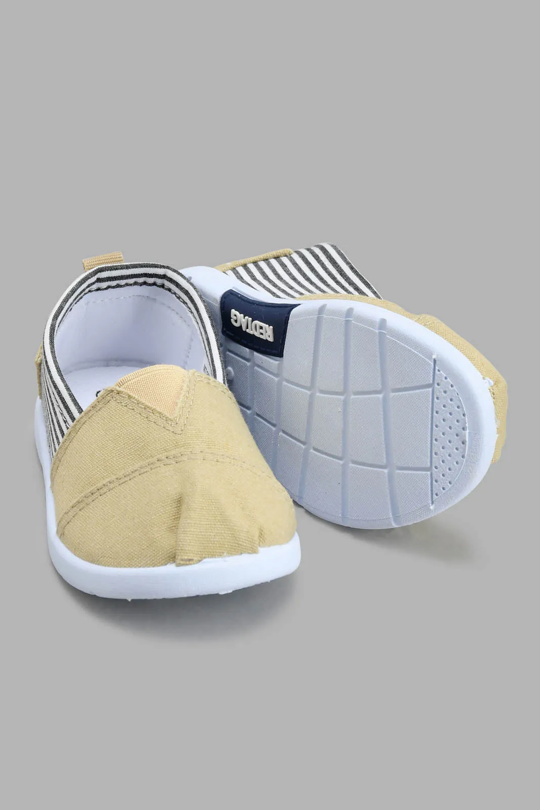 Beige Stripe Slip-On Pump