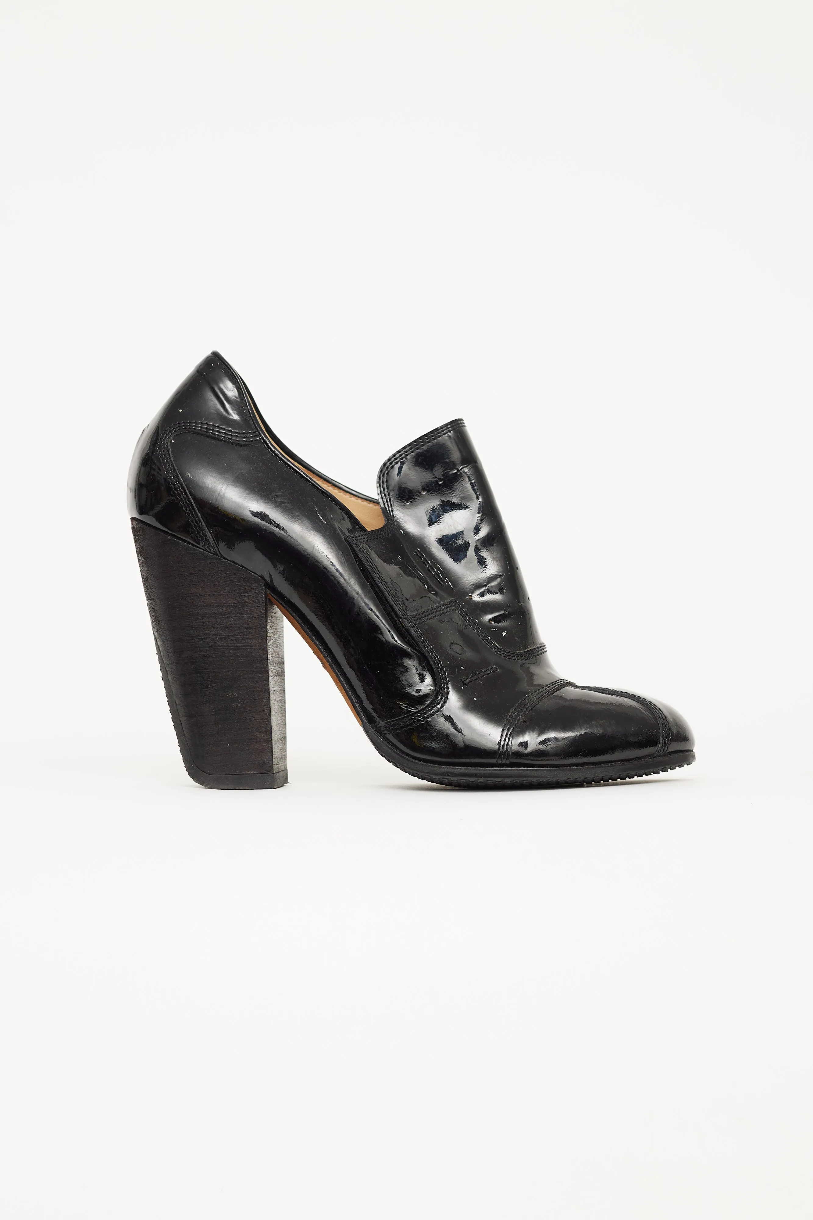 Black Patent Velcro Strap Pump