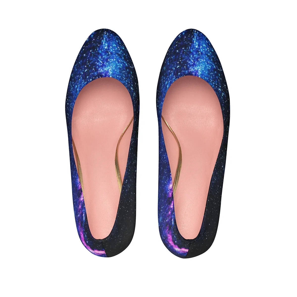 Blue Galaxy High Heels, Space Print Women's Platform Stiletto Pumps Shoes (US Size: 5-11)