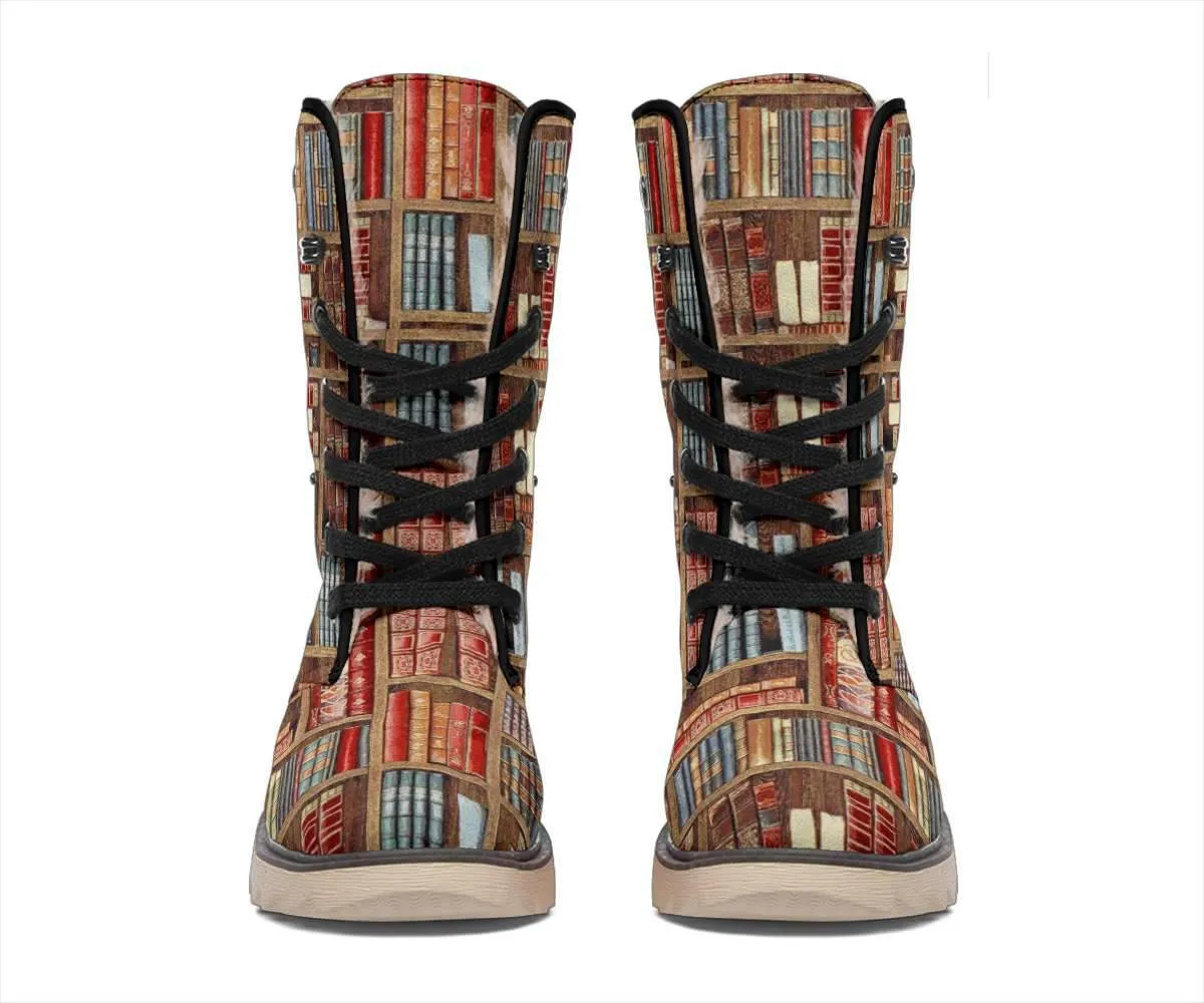 Bookish Pattern Polar Boots