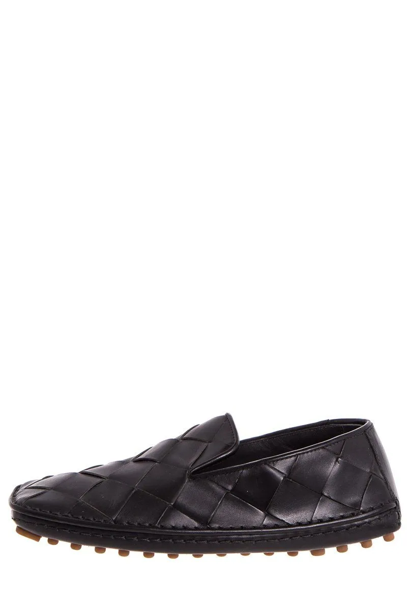 Bottega Veneta Black Square Toe Intrecciato Flats SZ 37