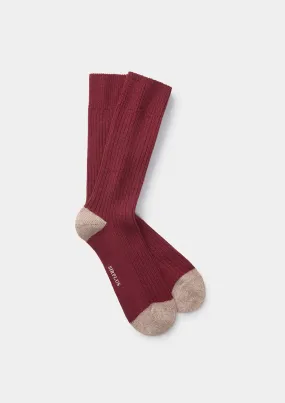 Burgundy & Oatmeal Wool Cashmere Blend Socks