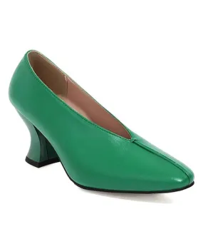 Butiti Women's Green Flare-Heel Pump