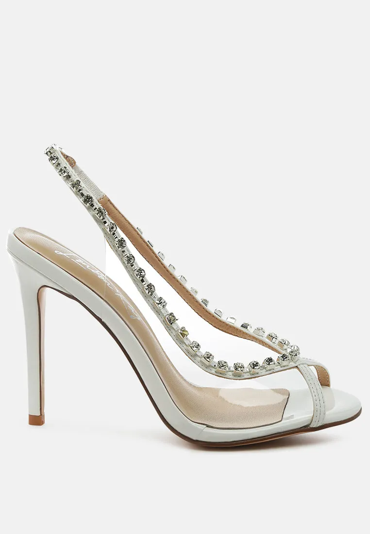 Camarine Clear Diamante Slingback High Heeled Sandals