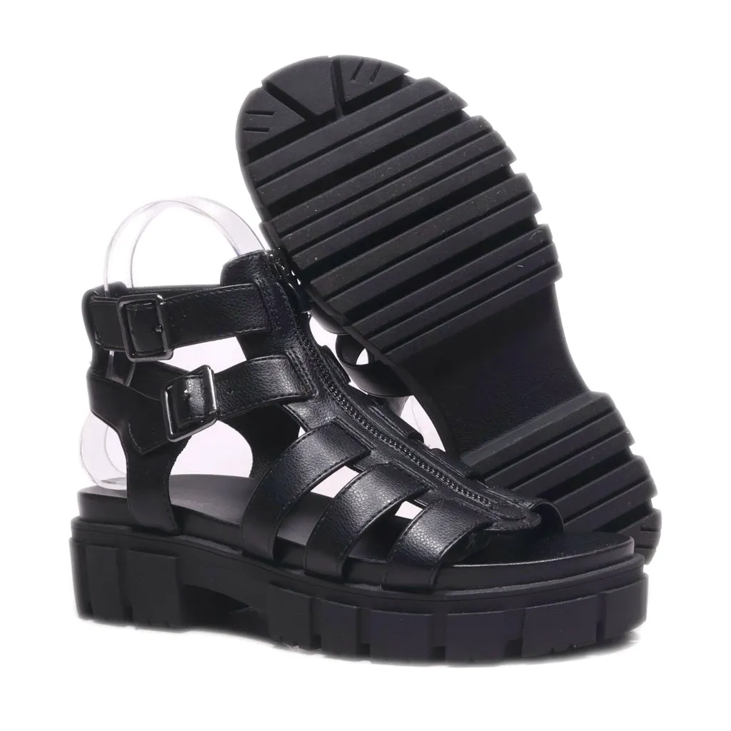 Catwalk Wedge Sandals Leather Black Colour For Women