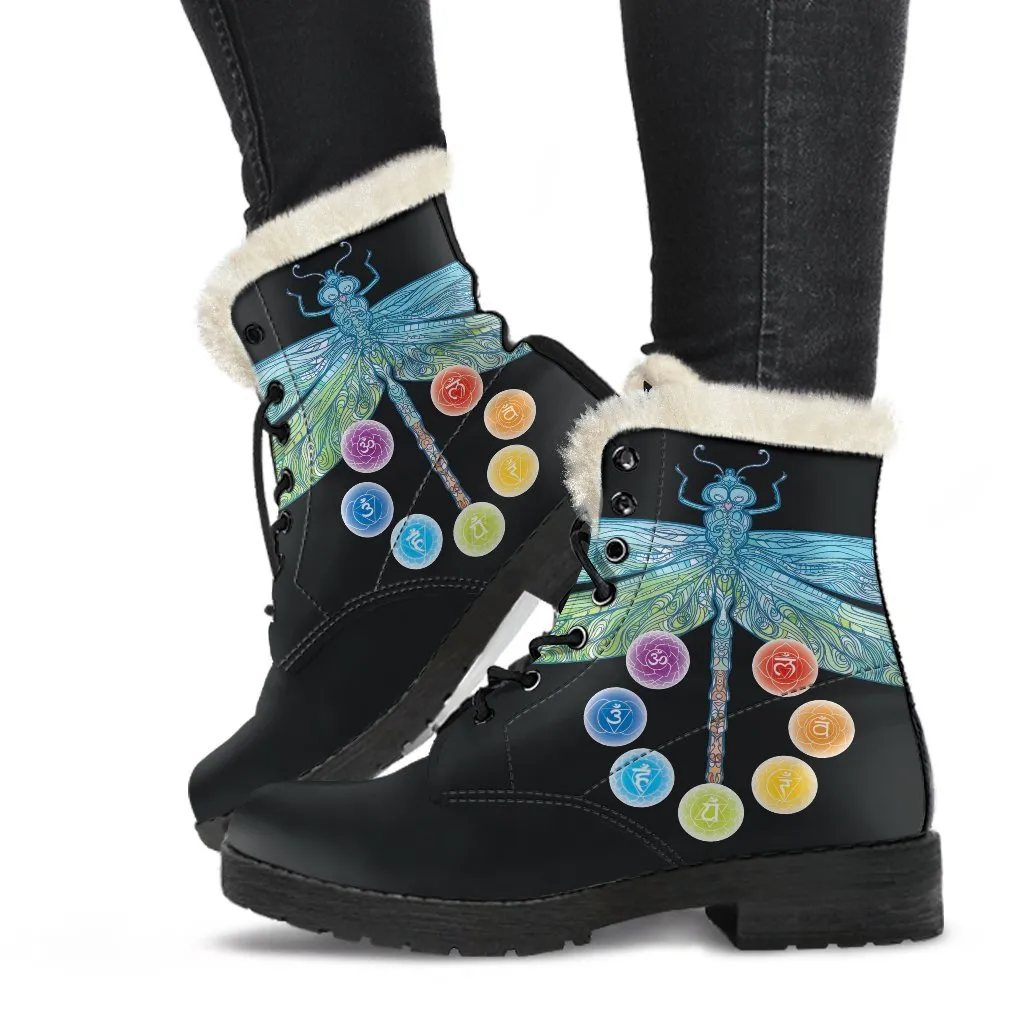 Chakra And Dragonfly Leather Boots