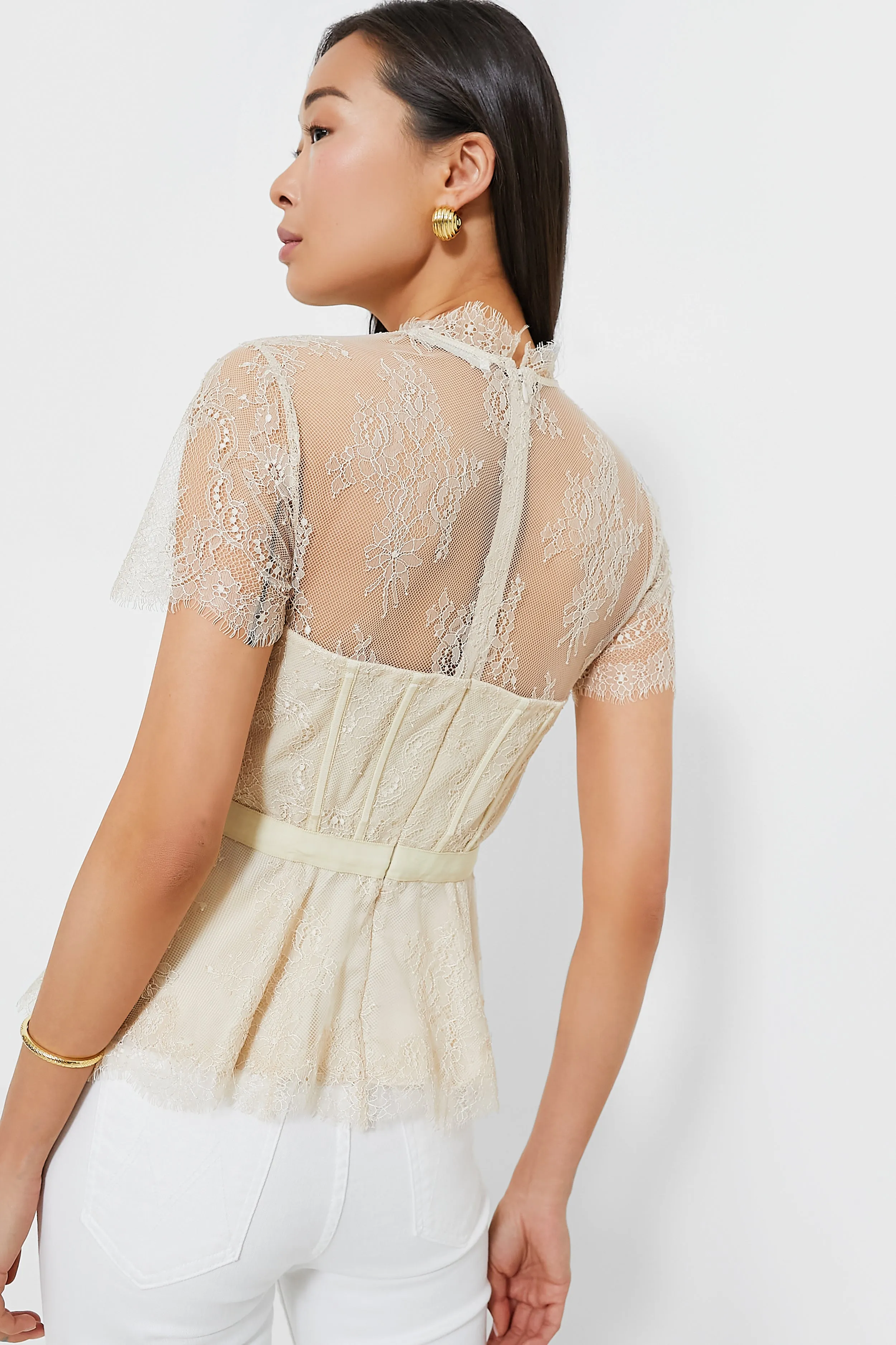 Champagne Kehlani Lace Bustier Top