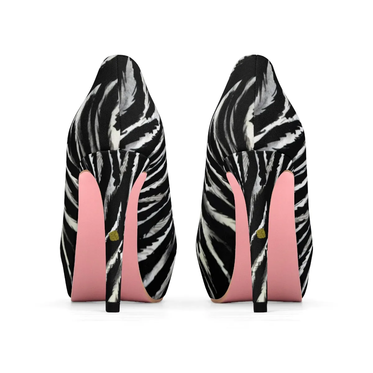 Cool Zebra Black White Stripe Animal Print Women's Platform Heels Pumps Shoes