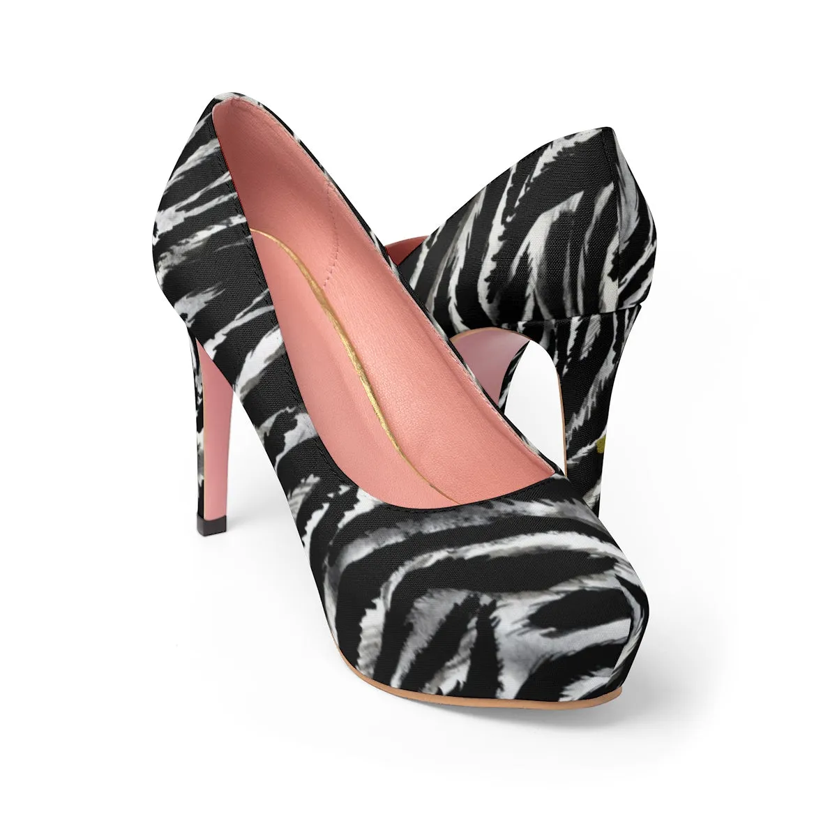 Cool Zebra Black White Stripe Animal Print Women's Platform Heels Pumps Shoes