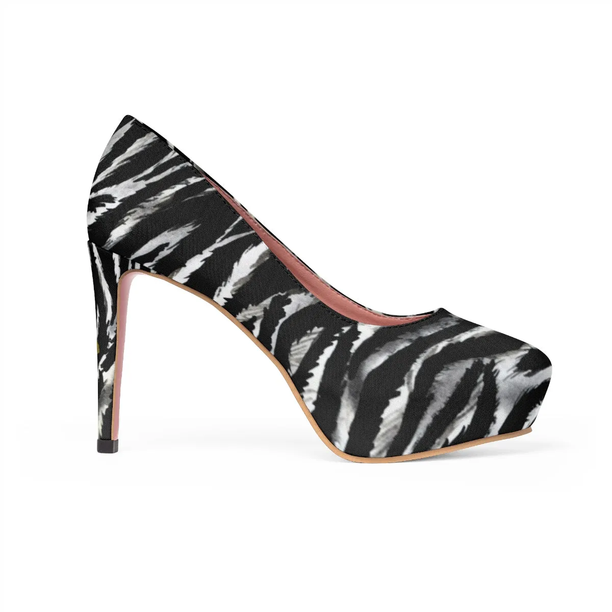 Cool Zebra Black White Stripe Animal Print Women's Platform Heels Pumps Shoes