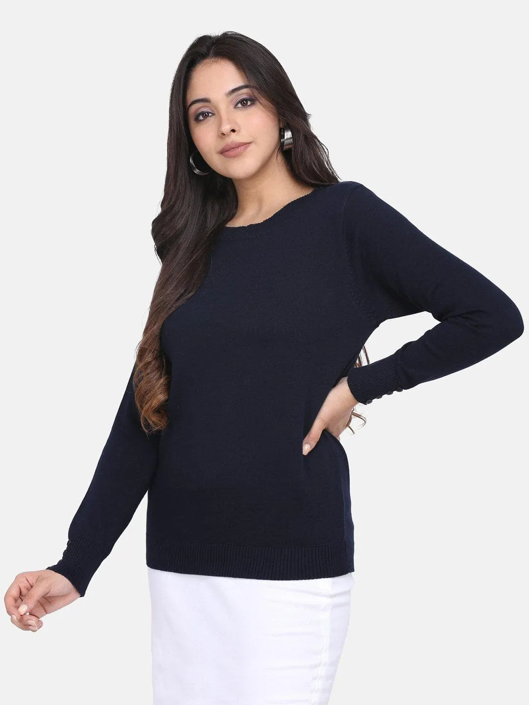 Cotton Pullover - Navy Blue