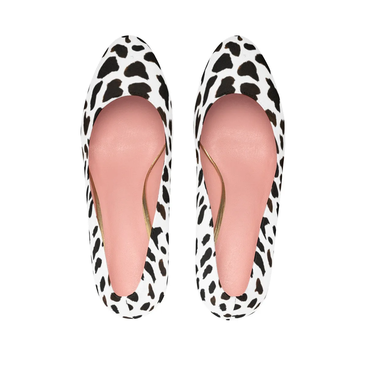 Cow Print High Heels, Classic Animal Print Luxury Women's 4" Platform Heels Pumps