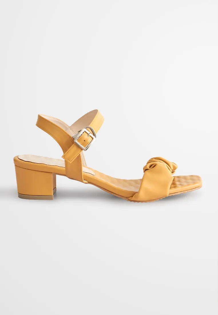 Crisanne Scrunched Easy Wear Strap Heels - Mustard Yellow