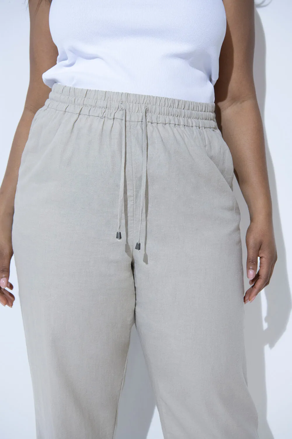 Curve Linen Trousers - Stone