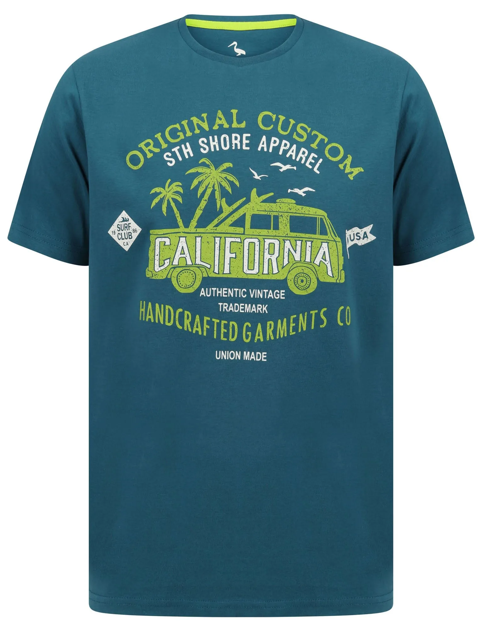 Custom Van Motif Cotton Jersey T-Shirt in Moroccan Blue - South Shore