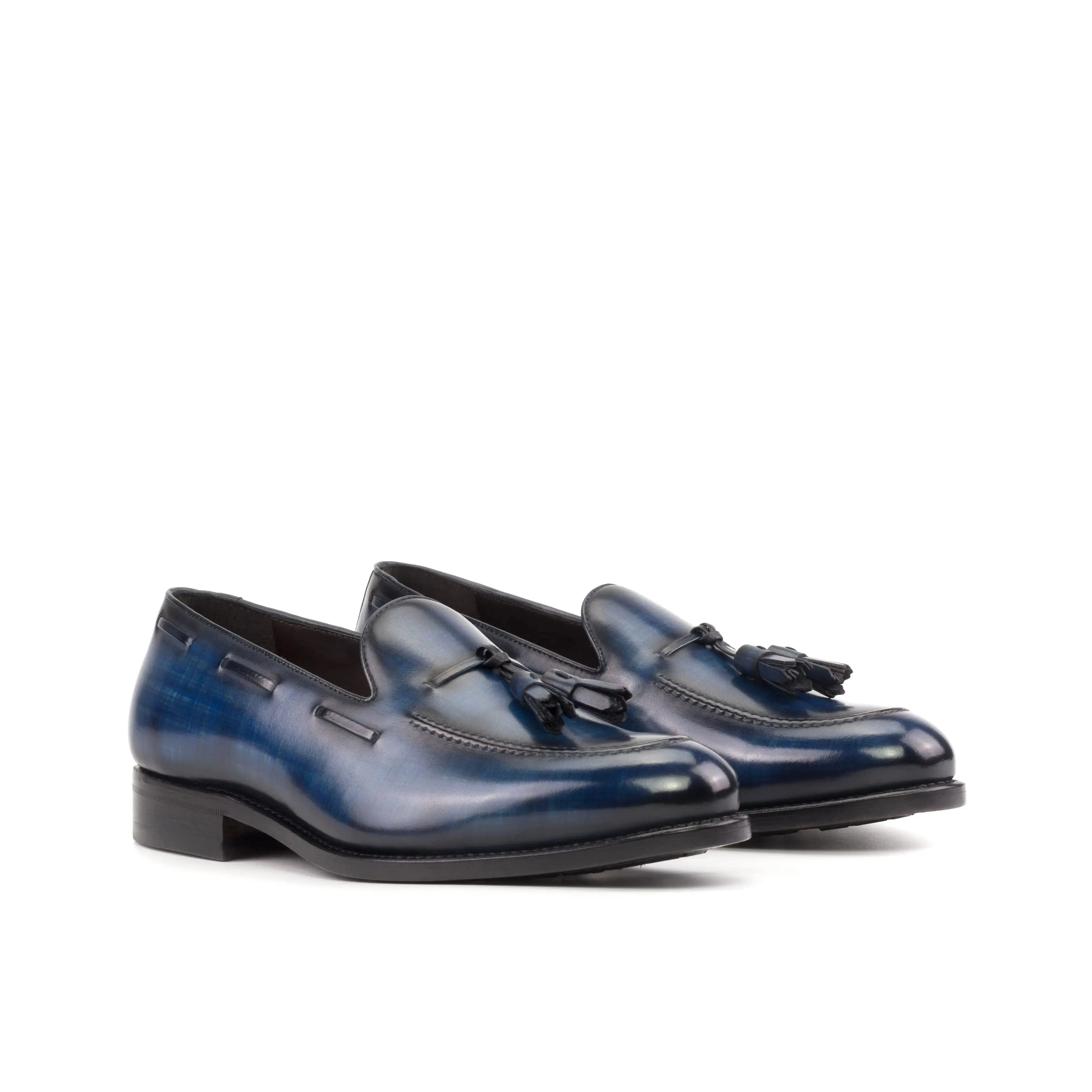 DapperFam Luciano in Denim Men's Hand-Painted Patina Loafer