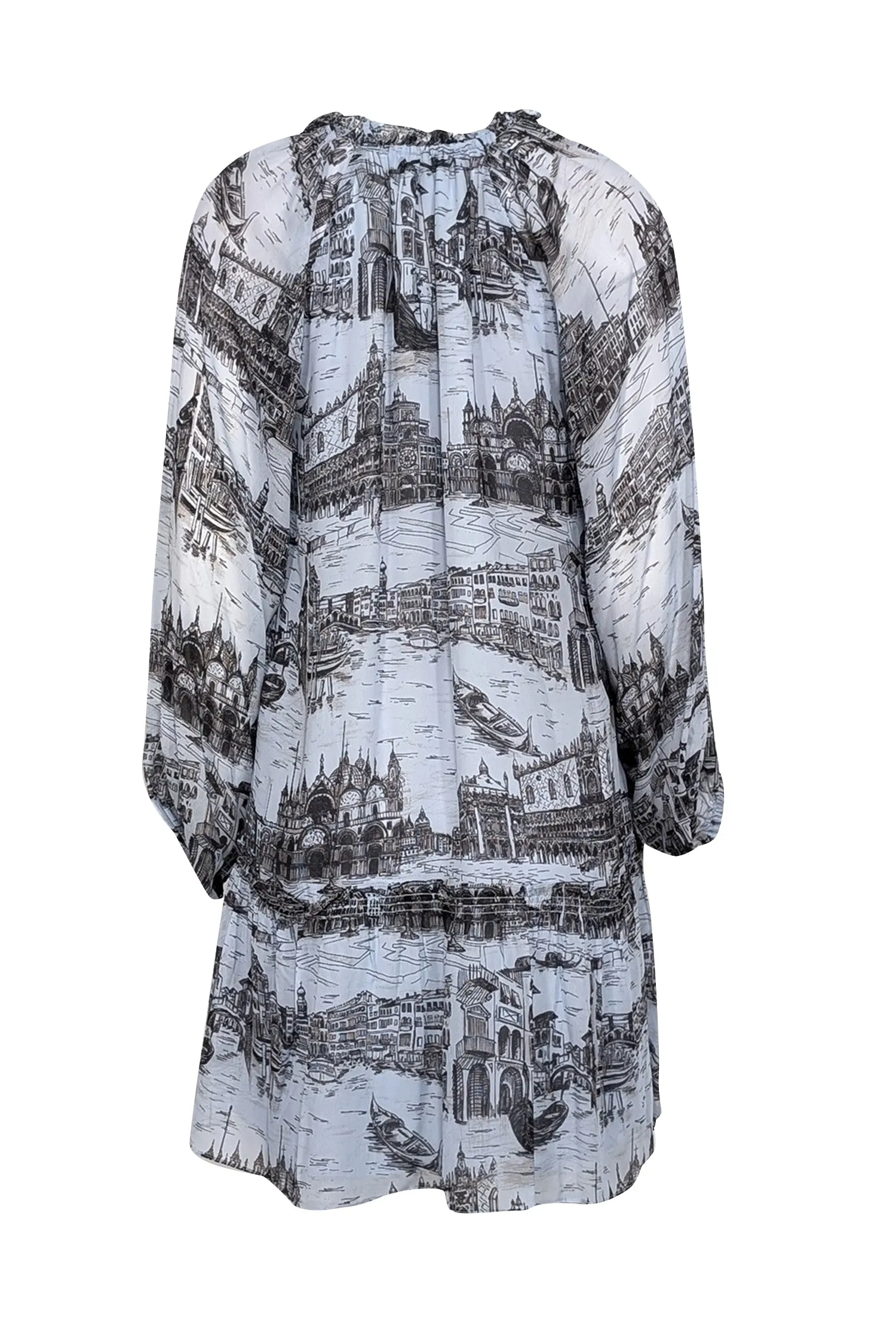 Derek Lam - Pale Blue & Black Toile Print Chiffon Dress Sz 8