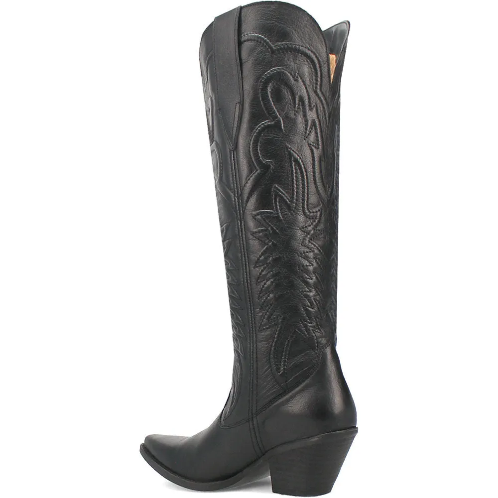 Dingo Raisin Kane Black Embossed Zipper and Snip Toe Leather Boots