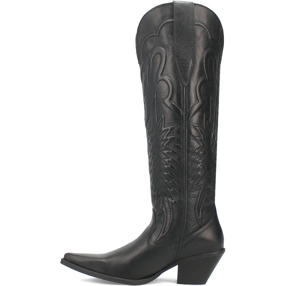 Dingo Raisin Kane Black Embossed Zipper and Snip Toe Leather Boots