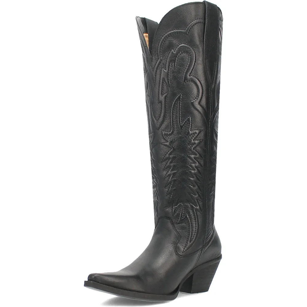 Dingo Raisin Kane Black Embossed Zipper and Snip Toe Leather Boots